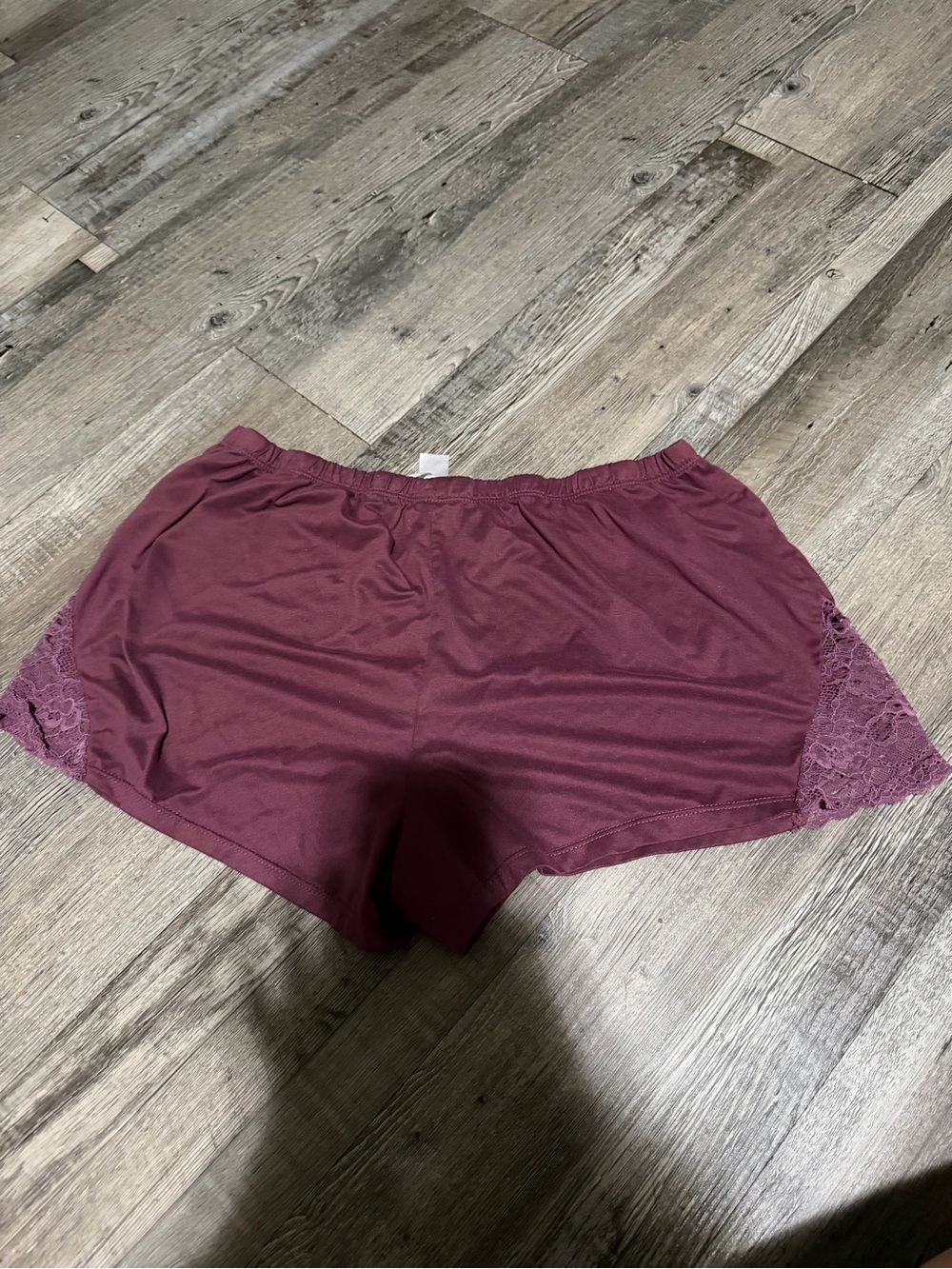 Women's Athletic Lace-Trim Shorts in Deep Wine - Picture 2 of 2